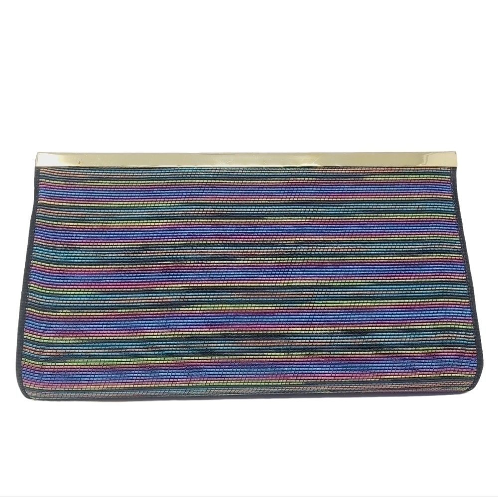 Timothy Hitsman | Vintage Multicolor Thin Striped Rectangular Shaped Clutch Bag